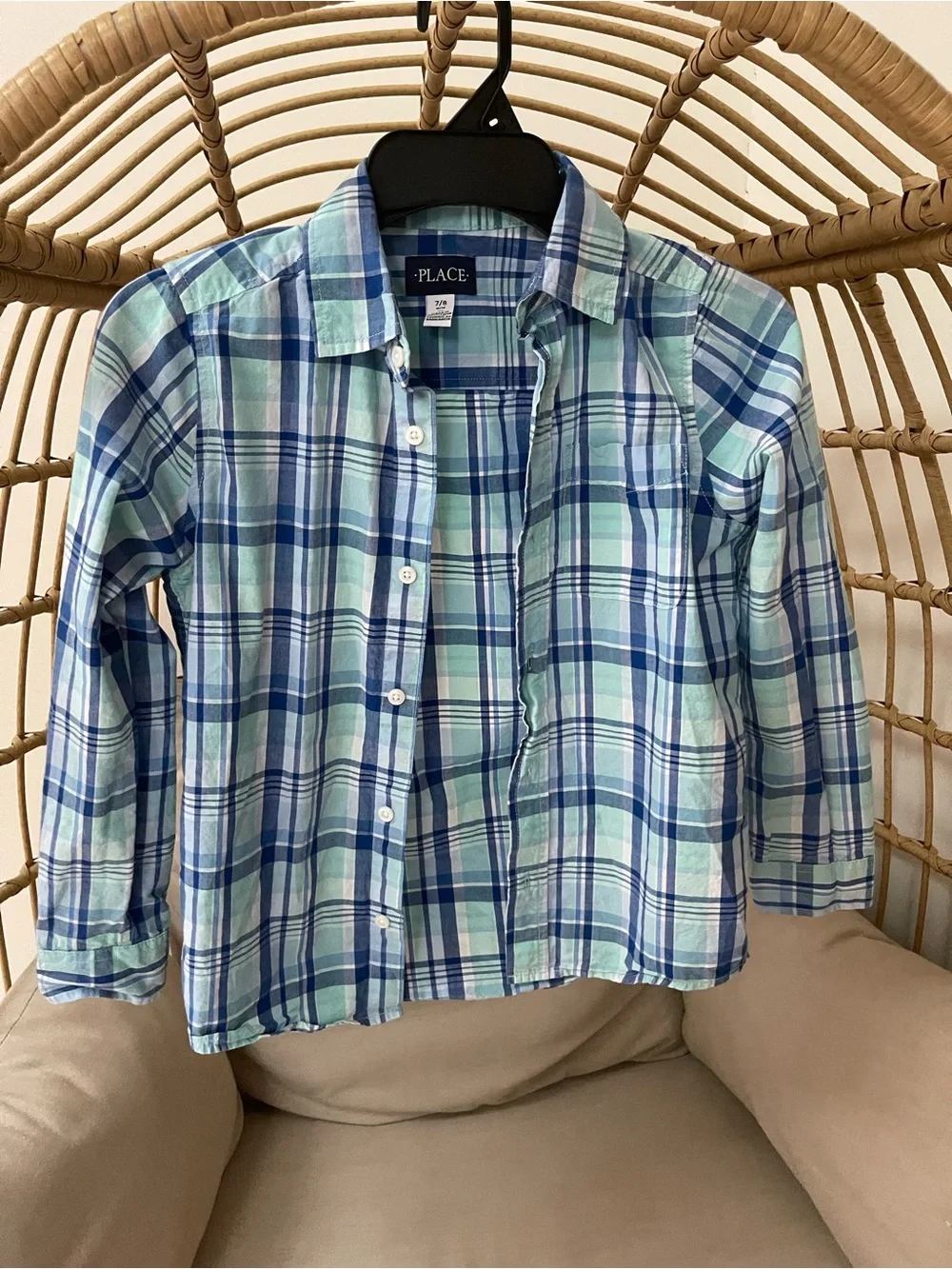 The Children's Place Blue & Mint Plaid Button-Up Shirt